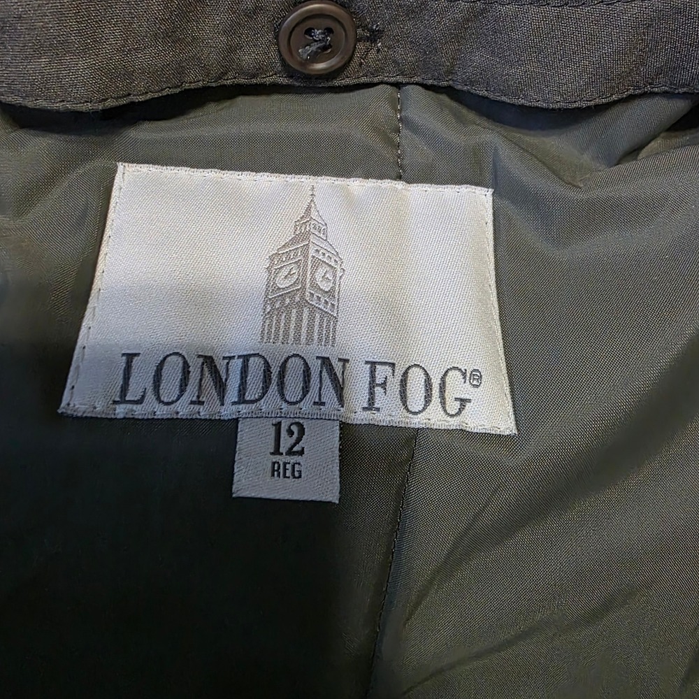 London Fog Classic Double Breasted Trench Coat Women's Size 12 Reg Olive Belted - Picture 6 of 13